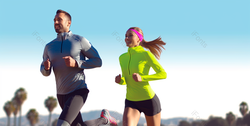 白天幸福夫妇户外跑步锻炼,高清,摄影图,摄影图片,图片大全,摄影图免费下载